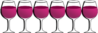six glasses of red wine illustration